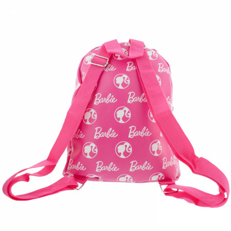 Barbie 10" Pink Synthetic Leather All Over Print Backpack